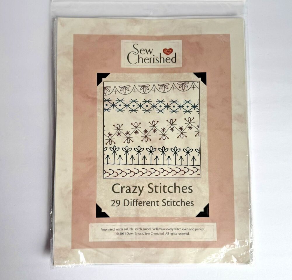 Sew Cherished Crazy Stitches 29 Water Soluble Stitch Guides Embroidery 2011